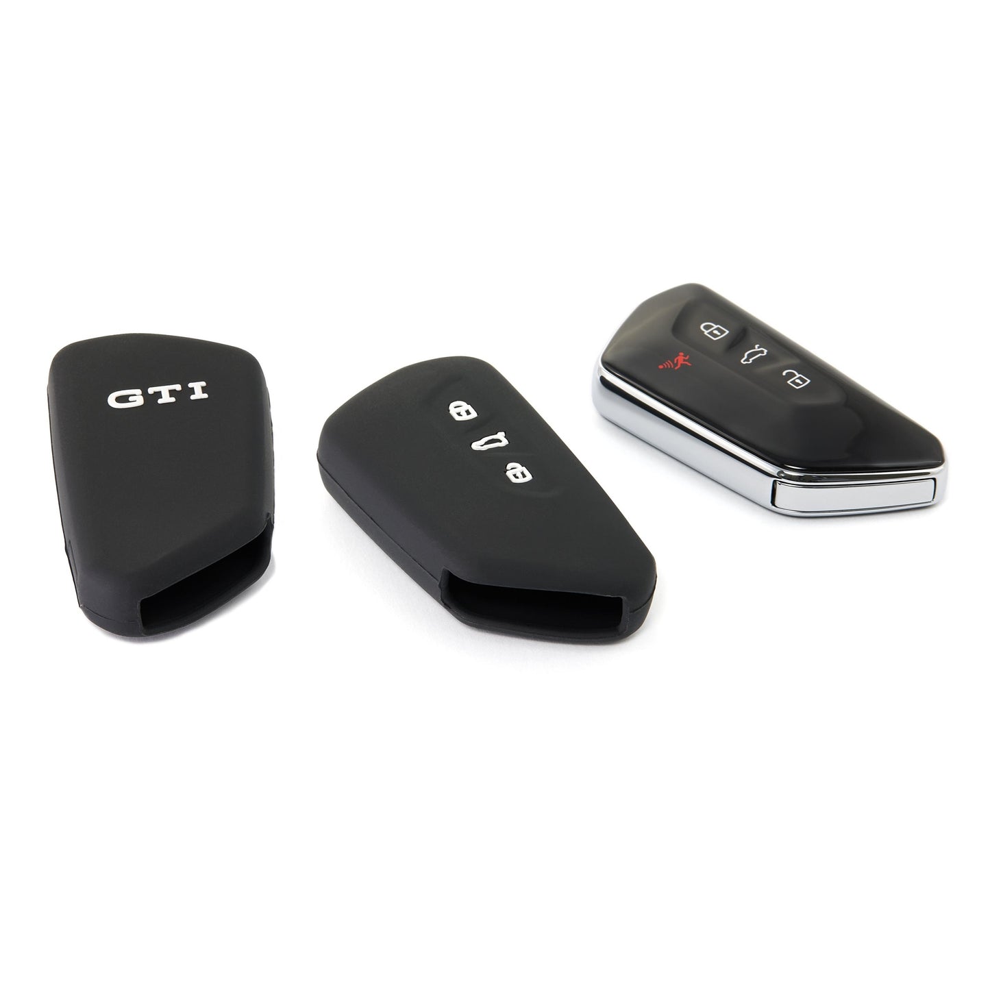 Volkswagen Silicon Key Cover Black til Golf 8 GTI 3 Keys Keys With GTI Logo