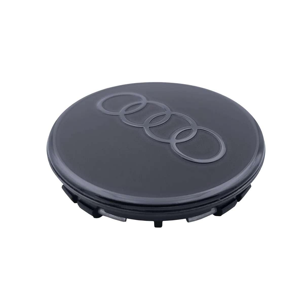 Audi Nabenkappen schwarz matt 4 Stück, mit glossy Audi Ringen, 85H071006A