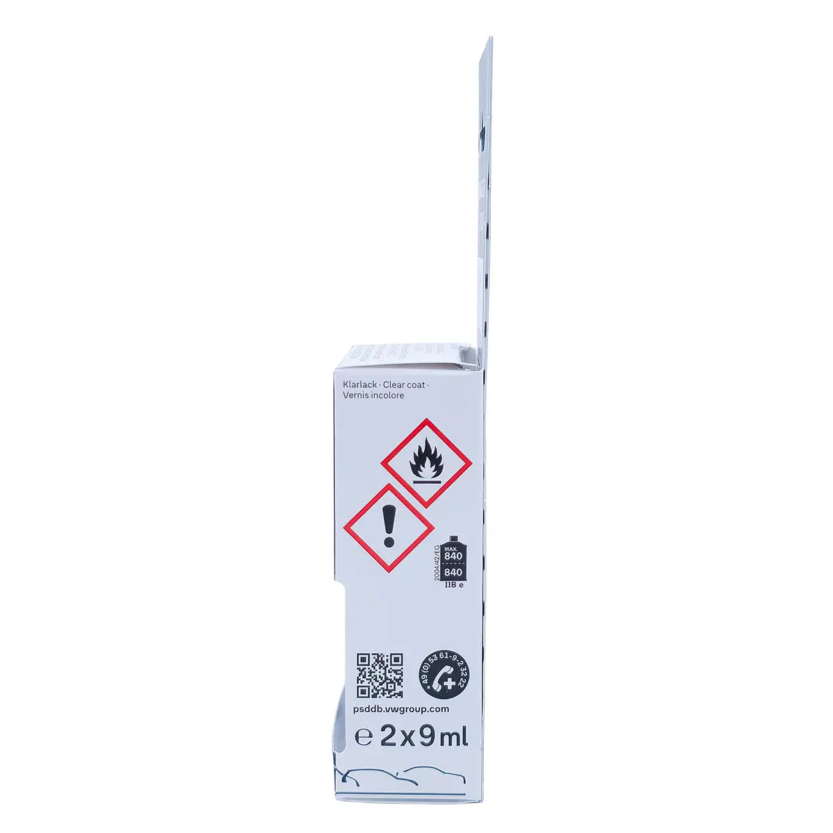 Audi Lackstift-Set Brillantschwarz Y9B, Verpackung zweite Seitenansicht, L0Y9B02