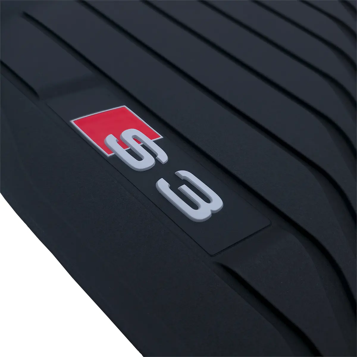 Audi S3 Gummifußmatten Schriftzug S3 Detailaufnahme