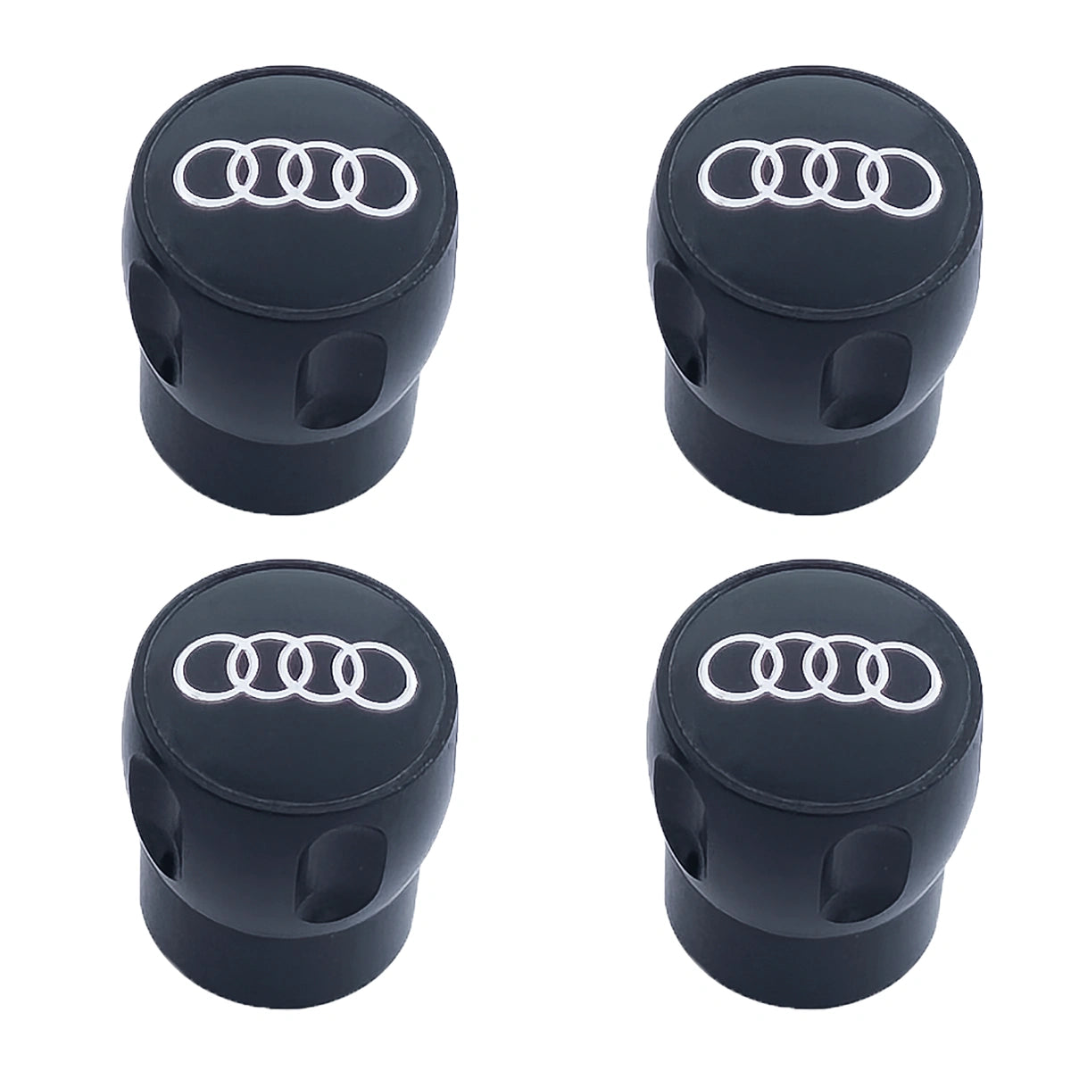 Audi Ventilkappen schwarz mit Audi Ringe Logo, 4er Set, 80A071215B