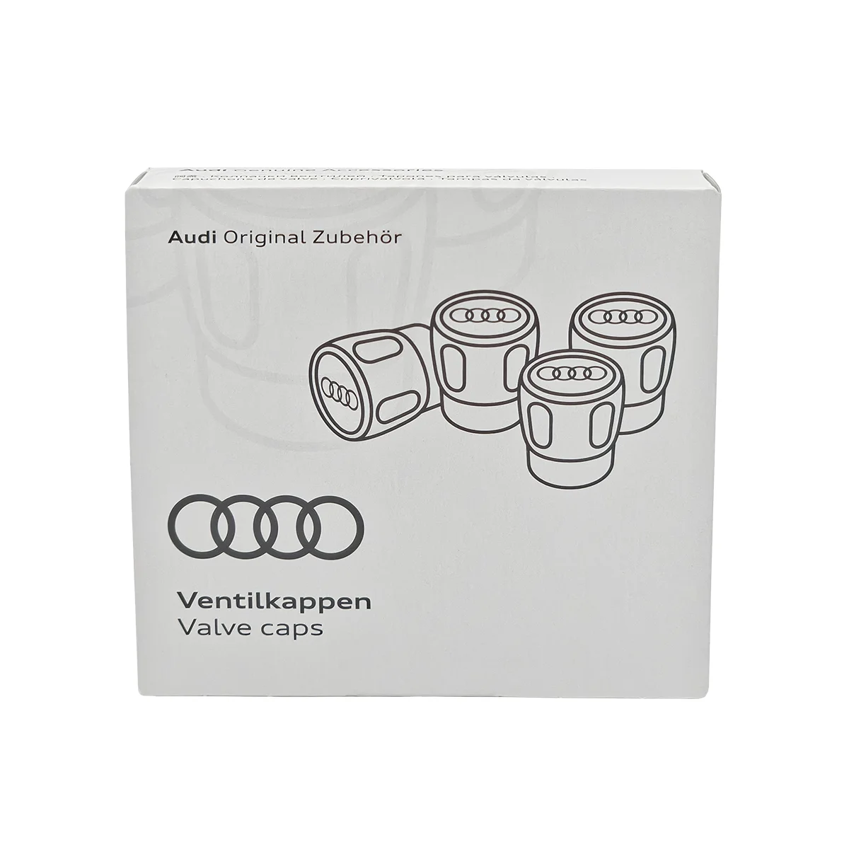 Audi Ventilkappen mit Audi-Logo, Set aus 4 eloxierten Aluminiumkappen, 80A071215