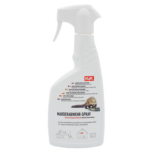 K&K Marderabwehr Spray, 500ml Sprühflasche für Motorraum, Carport, Dachboden