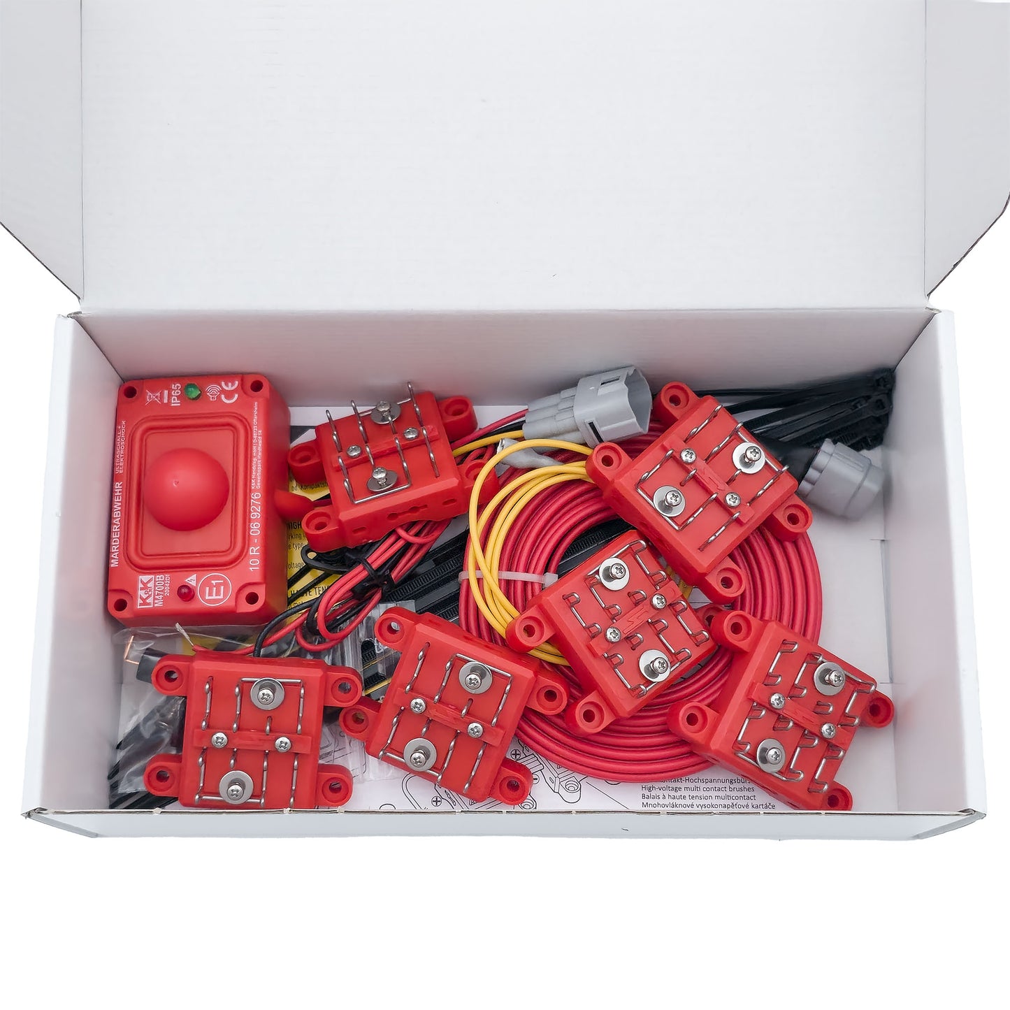 K&K Marderabwehr M4700B Intensiver KFZ Marderschutz fürs Auto, Multikontakt-Hochspannungsbürsten, 360° Ultraschall, IP65 wasserdicht