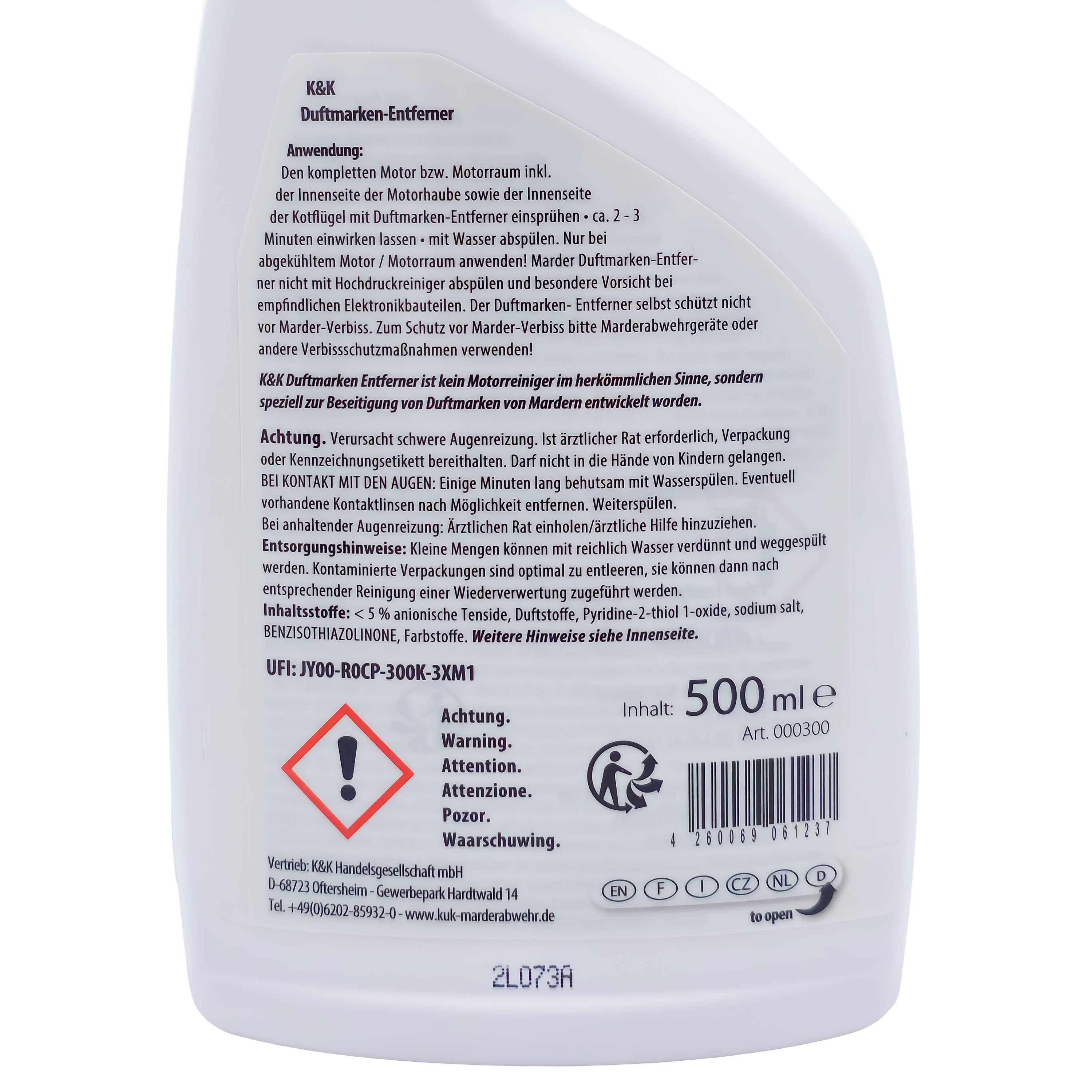 K&K Marten repellent, marten scent mark remover, spray bottle 500ml