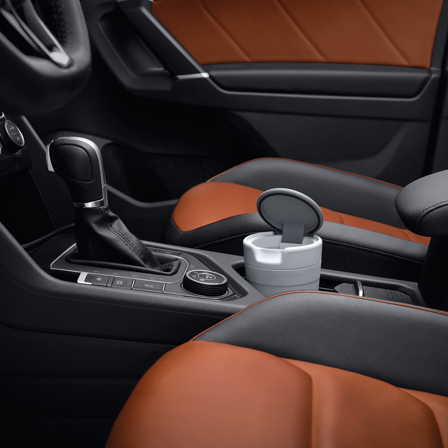 VW waste container white, suitable for cup holder, 000061142