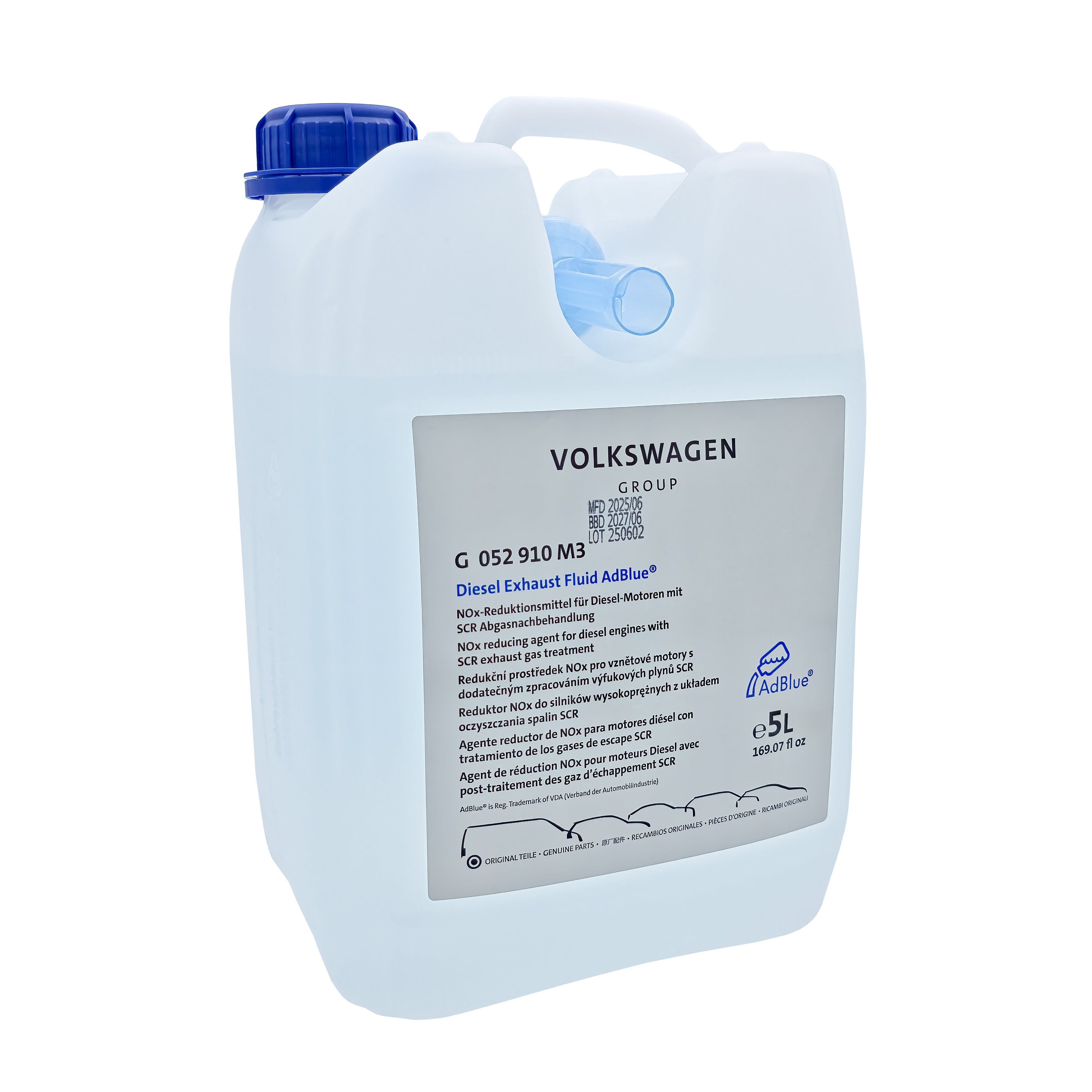 VW ADBLUE UREA 5L CANISTER MET VULLING TUNGEL, DIESEL PUNTUS Vloeistof, G052910M3