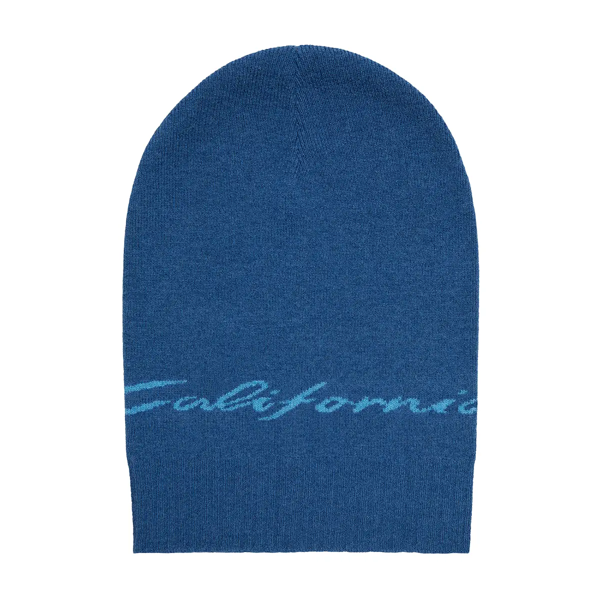 Blaue Beanie Mütze von Volkswagen mit California Schriftzug. Teilenummer: 7TG084303287