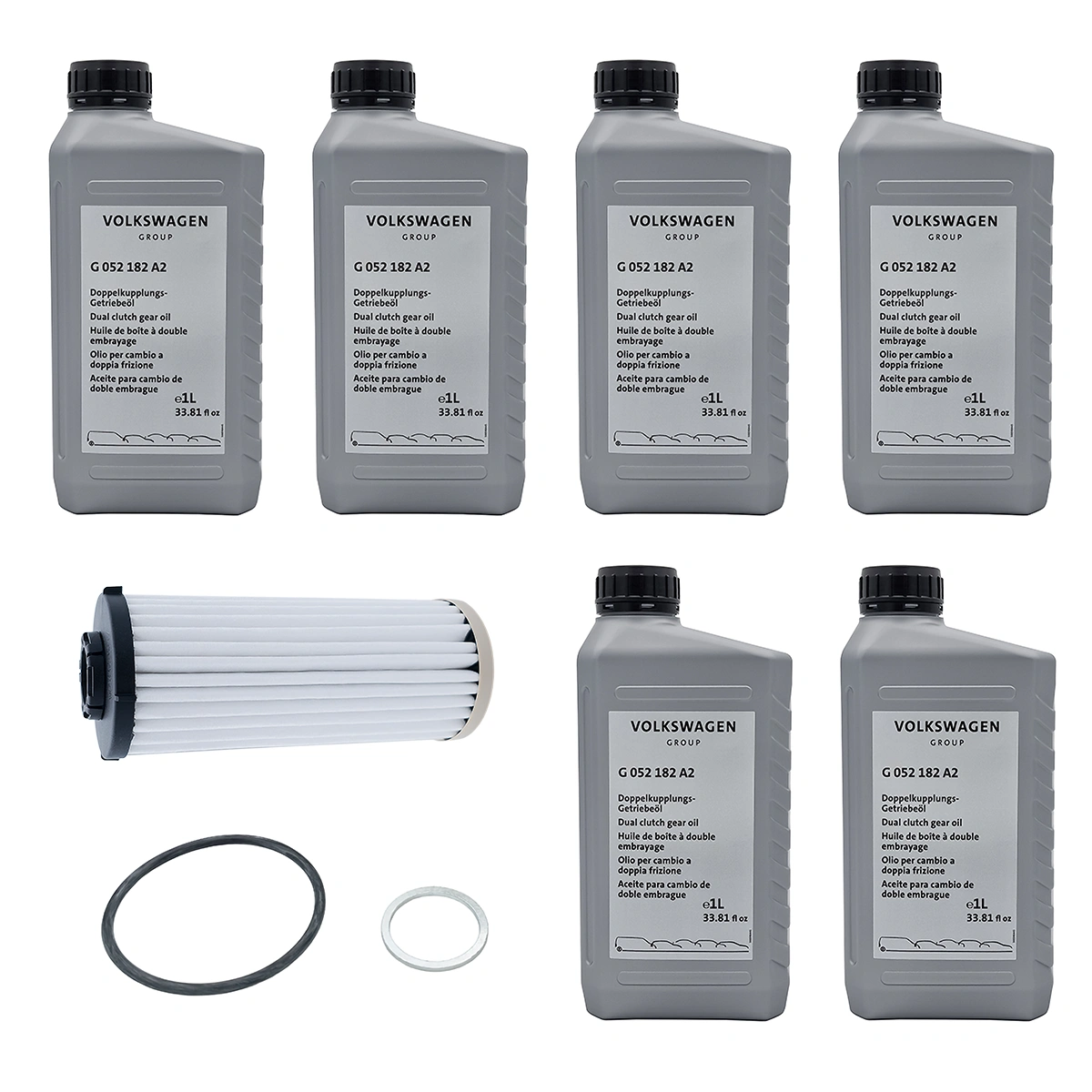 VW DSG Ölwechsel Set, 6 Liter Doppelkupplungs-Getriebeöl G052182A2, mit 0GC325183D Filter und Dichtringen