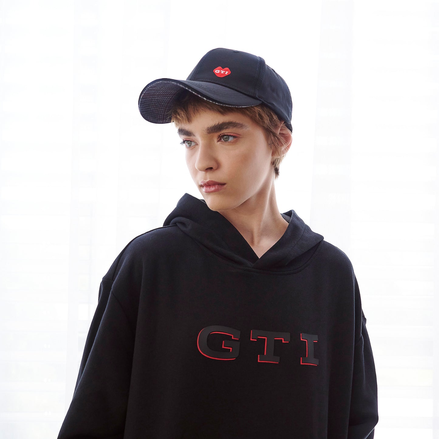 VW Cap GTI Kollektion, Basecap mit GTI-Herz-Logo, Kappe schwarz, 3A4084300C041