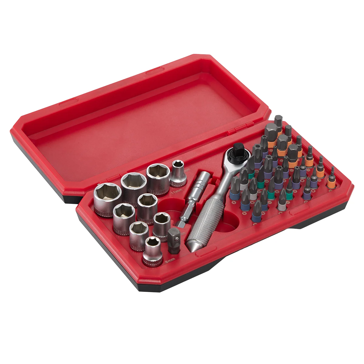 VW GTI Werkzeugkasten schwarz rot mit Bitset, Ratsche, Steckschlüssel, 3A5093889