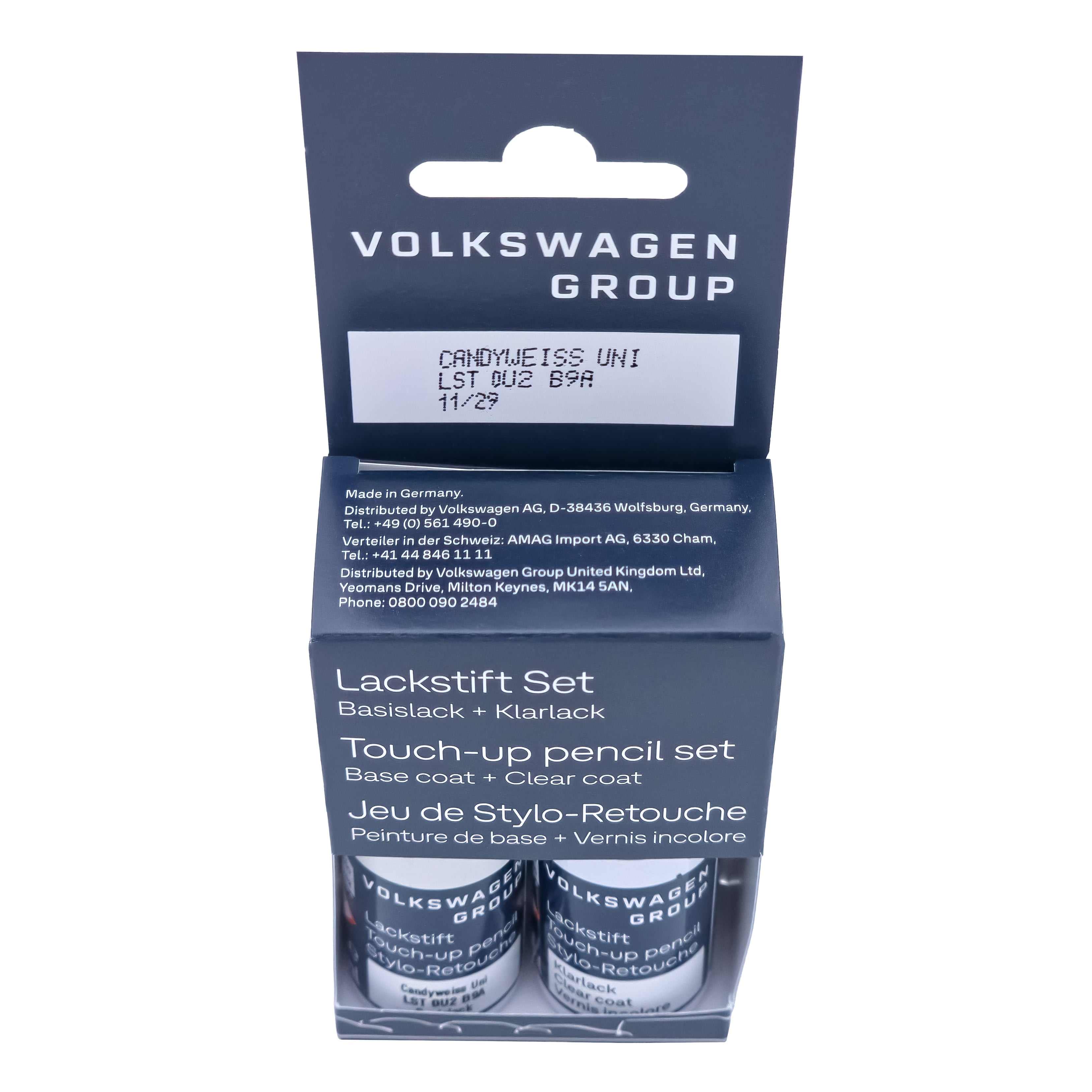 VW Audi Lackstift Farbcode B9A Lackstift-Set LB9A - Candyweiss / Cortinaweiss Uni - LST0U2B9A