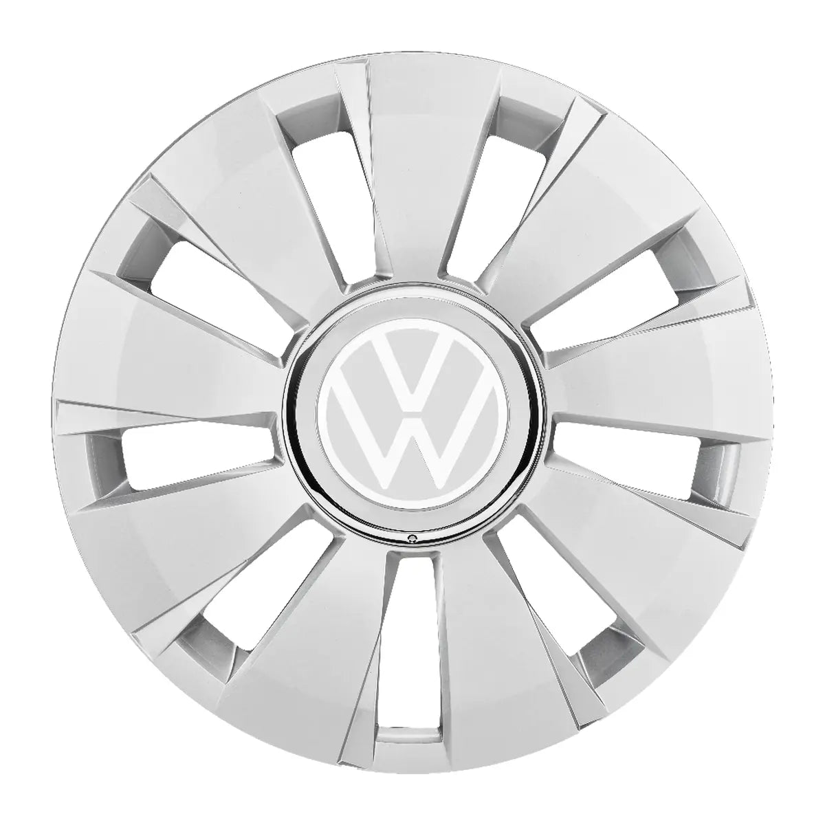 VW Radzierblende 14 Zoll Brillantsilber mit neuem VW Logo für up! und e-up!, 1 Stück, Frontansicht, 1S0601147HYEM