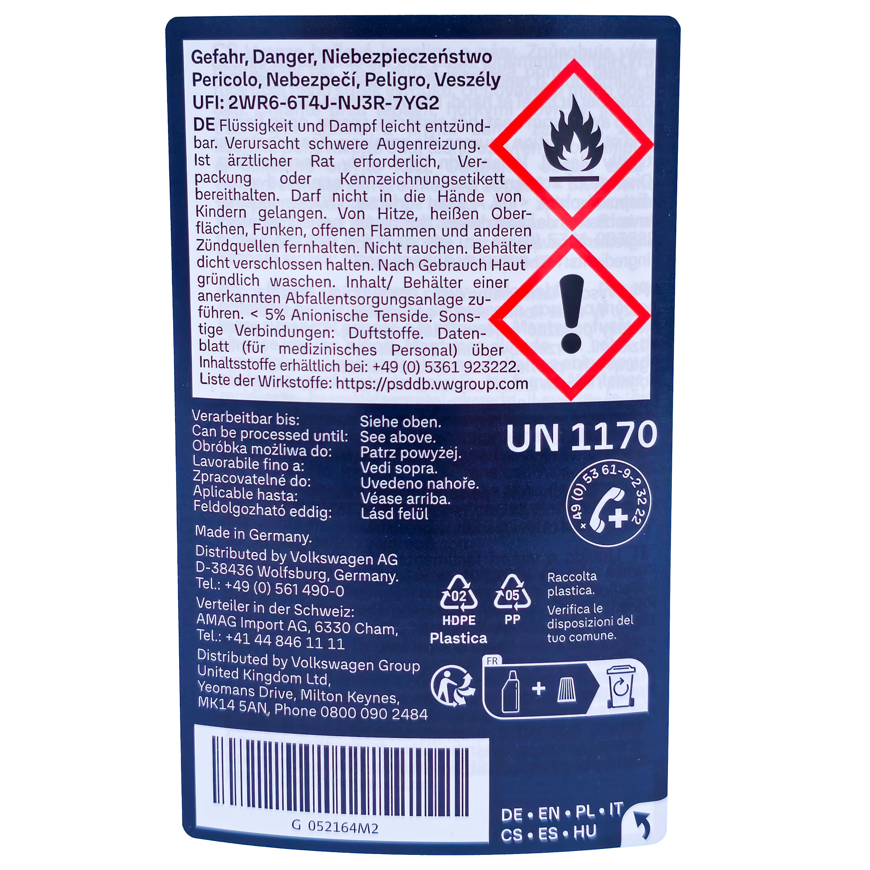 VW schijf Clear Concentate G052164M2, vorstbeveiliging tot -70 ° C, 1L