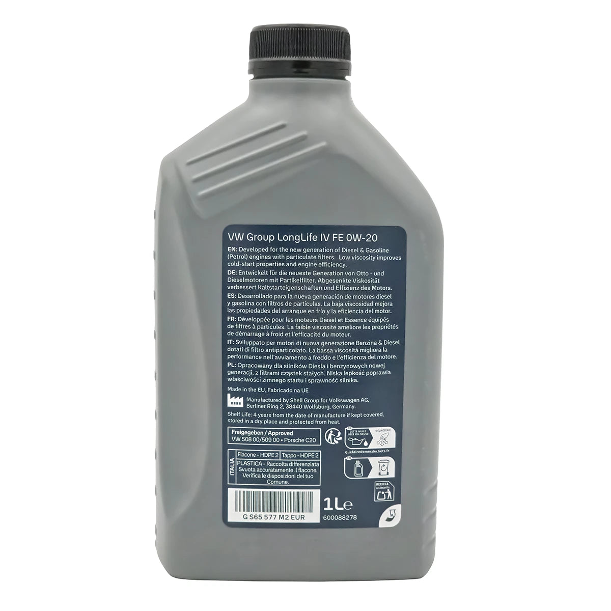 VW, Skoda, Seat, Cupra, Audi LongLife IV FE, 1L Motoröl SAE 0W20 VW 508.00/509.00, GS65577M2EUR