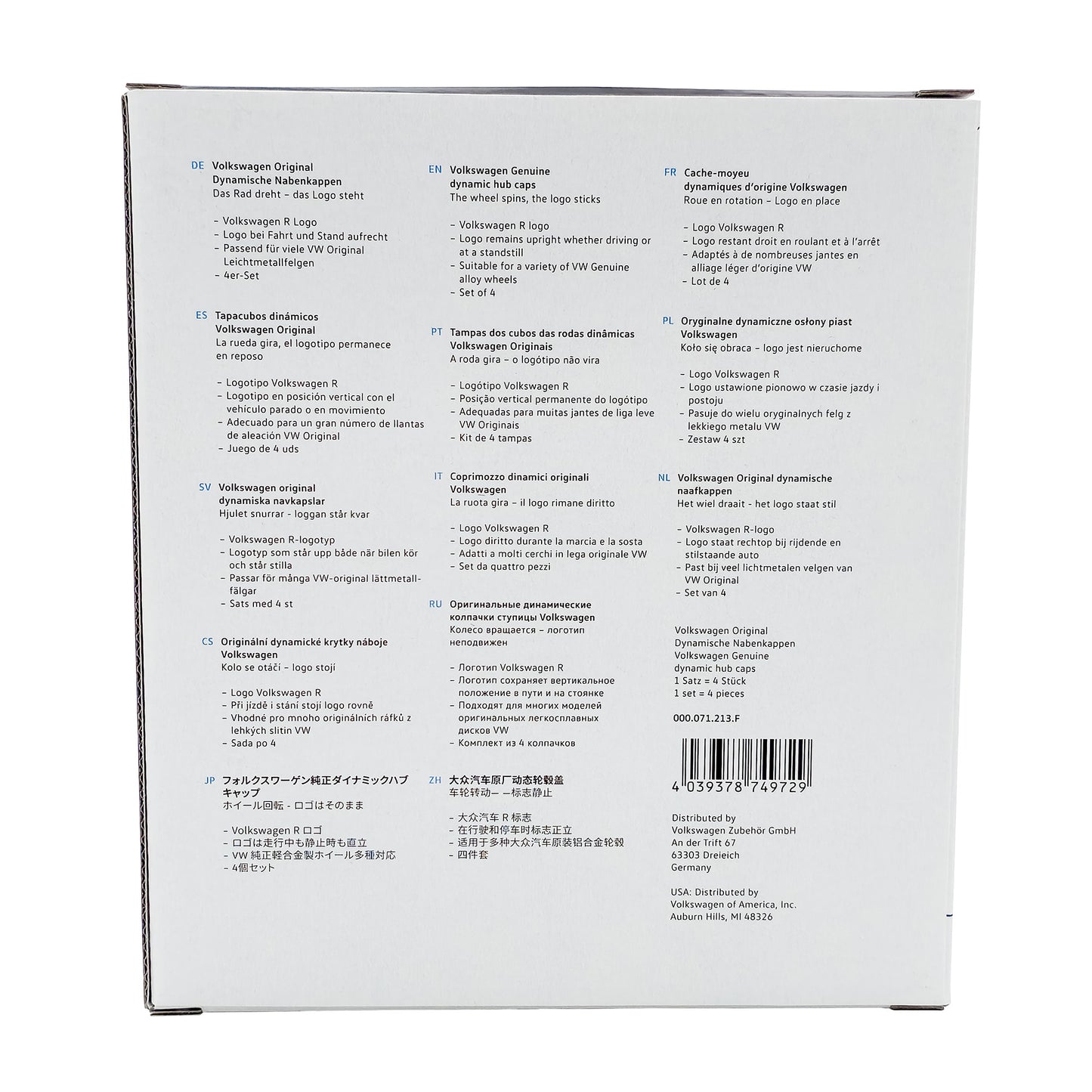 VW dynamic rnabenkappen, 4 pièces, couverture de jante, couverture, 000071213f