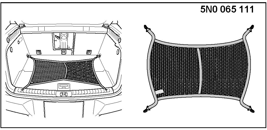 VW Gepäcknetz Kofferraumnetz schwarz, Original Zubehör 5N0065111
