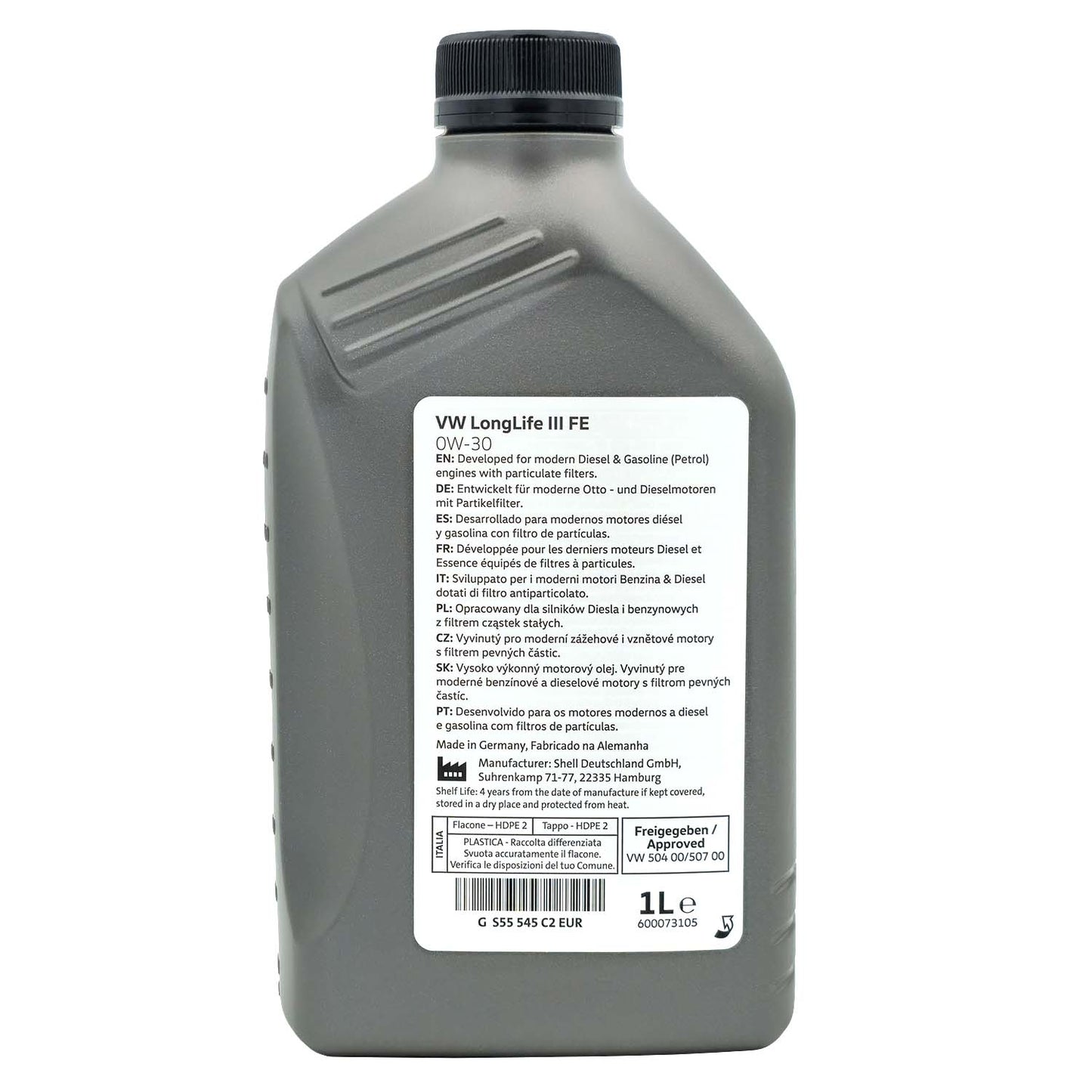 Volkswagen LongLife III FE engine oil SAE 0W30 VW 504.00/507.00
