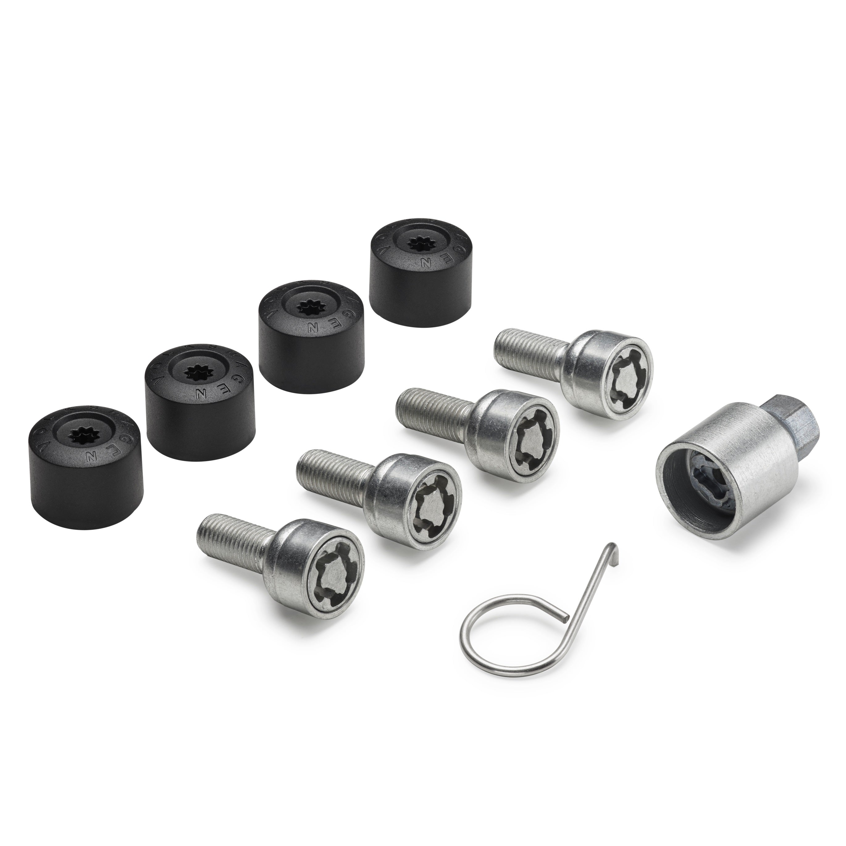 Volkswagen Felgenschlosssatz M14x1,5x27 mit Abdeckkappen, Original VW Zubehör, 000071597D