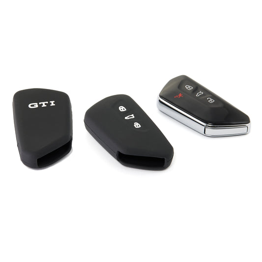 Volkswagen Silikon Schlüsselcover Schwarz für Golf 8 GTI 3-Tasten-Schlüssel mit GTI Logo