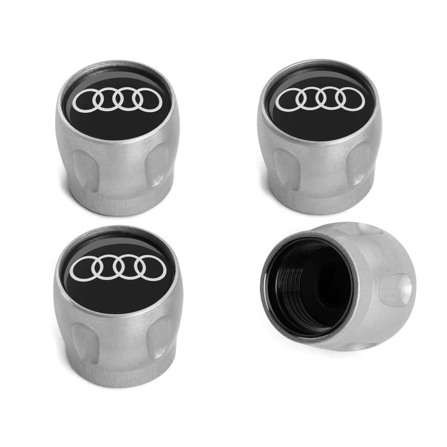Audi Ventilkappen 80A07215 mit Audi-Logo - Set aus 4 eloxierten Aluminiumkappen