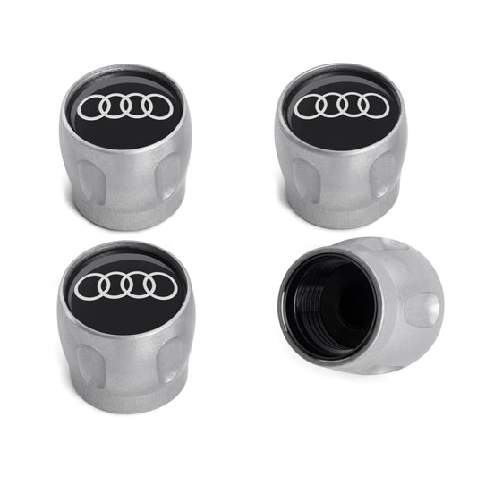 Audi Ventilkappen 80A07215 mit Audi-Logo - Set aus 4 eloxierten Aluminiumkappen