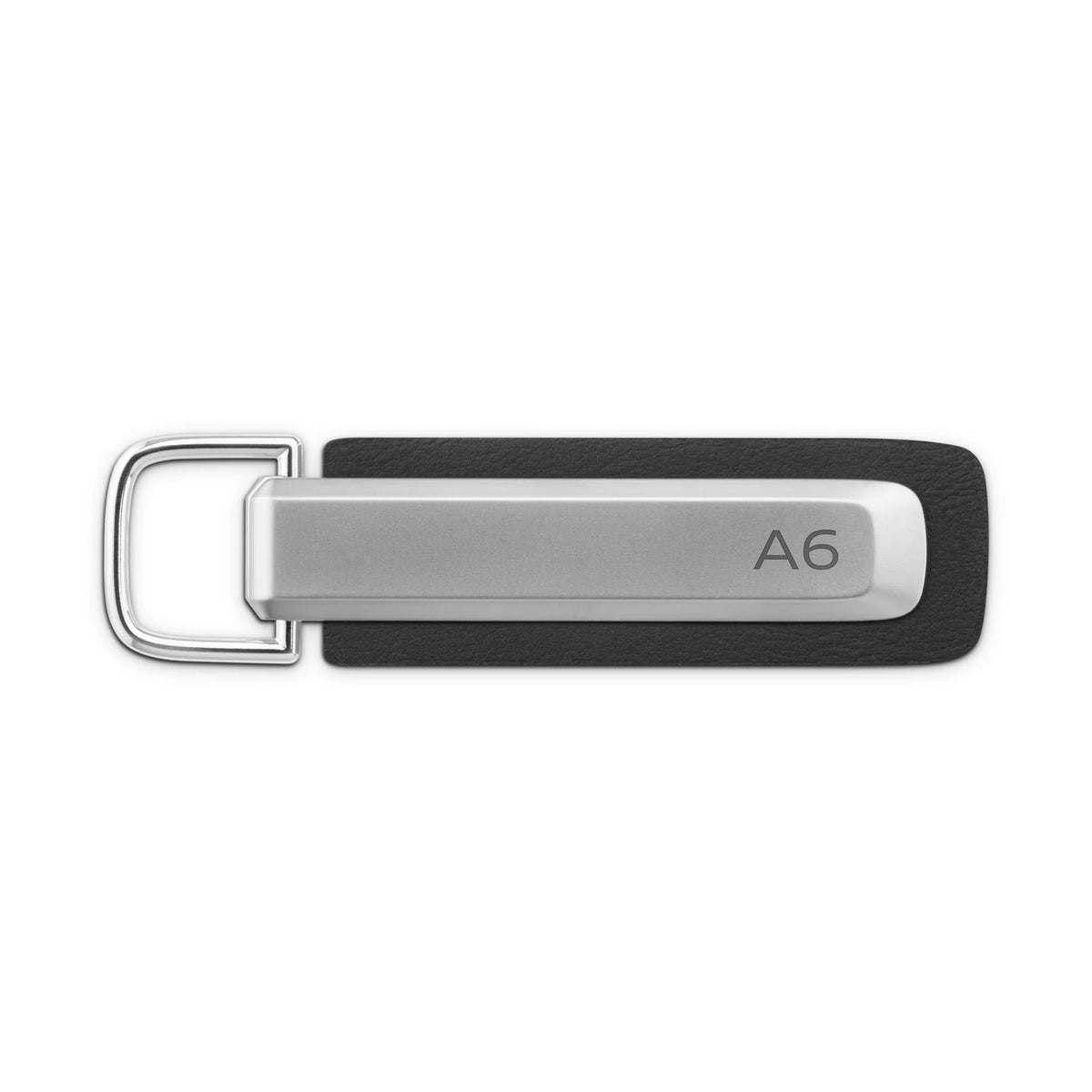 Audi Schlüsselanhänger A6, silber/schwarz, Metall & Valcona Leder – Ansicht 2