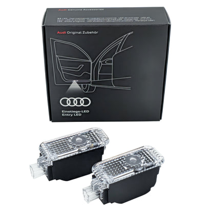 Audi LED Einstiegsleuchten mit Audi Ringen und Gecko Logo, 2er Set mit schmalem Stecker, 4G0052133K