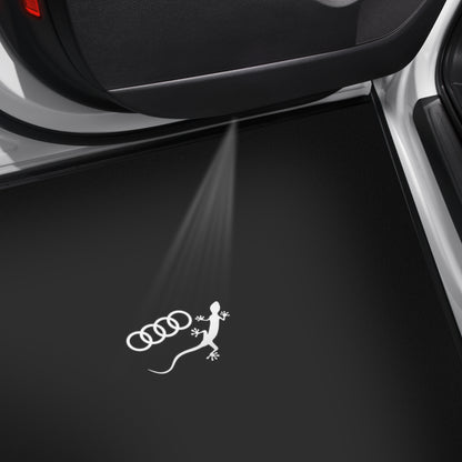 Audi LED Einstiegsleuchten mit Audi Ringen und Gecko Logo, 2er Set mit schmalem Stecker, 4G0052133K