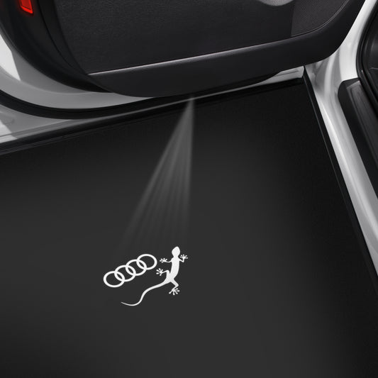 Audi LED Einstiegsleuchten mit Audi Ringen und Gecko Logo, 2er Set mit schmalem Stecker, 4G0052133K