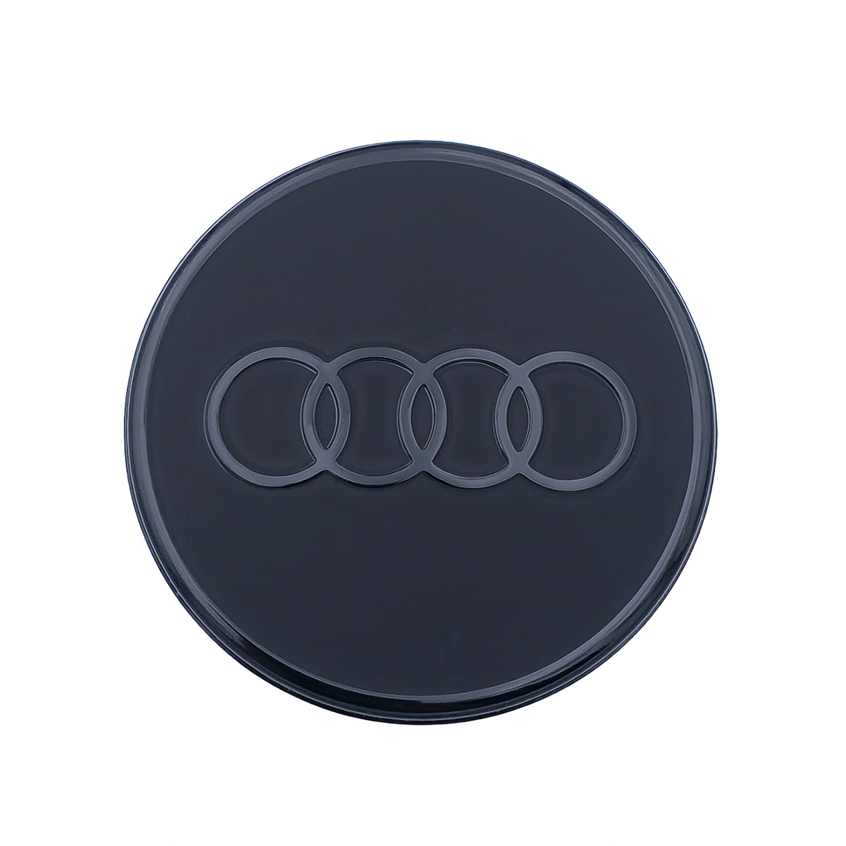 Audi Nabenkappen schwarz matt 4 Stück, mit glossy Audi Ringen, 85H071006A