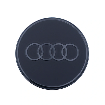 Audi Nabenkappen schwarz matt 4 Stück, mit glossy Audi Ringen, 85H071006A