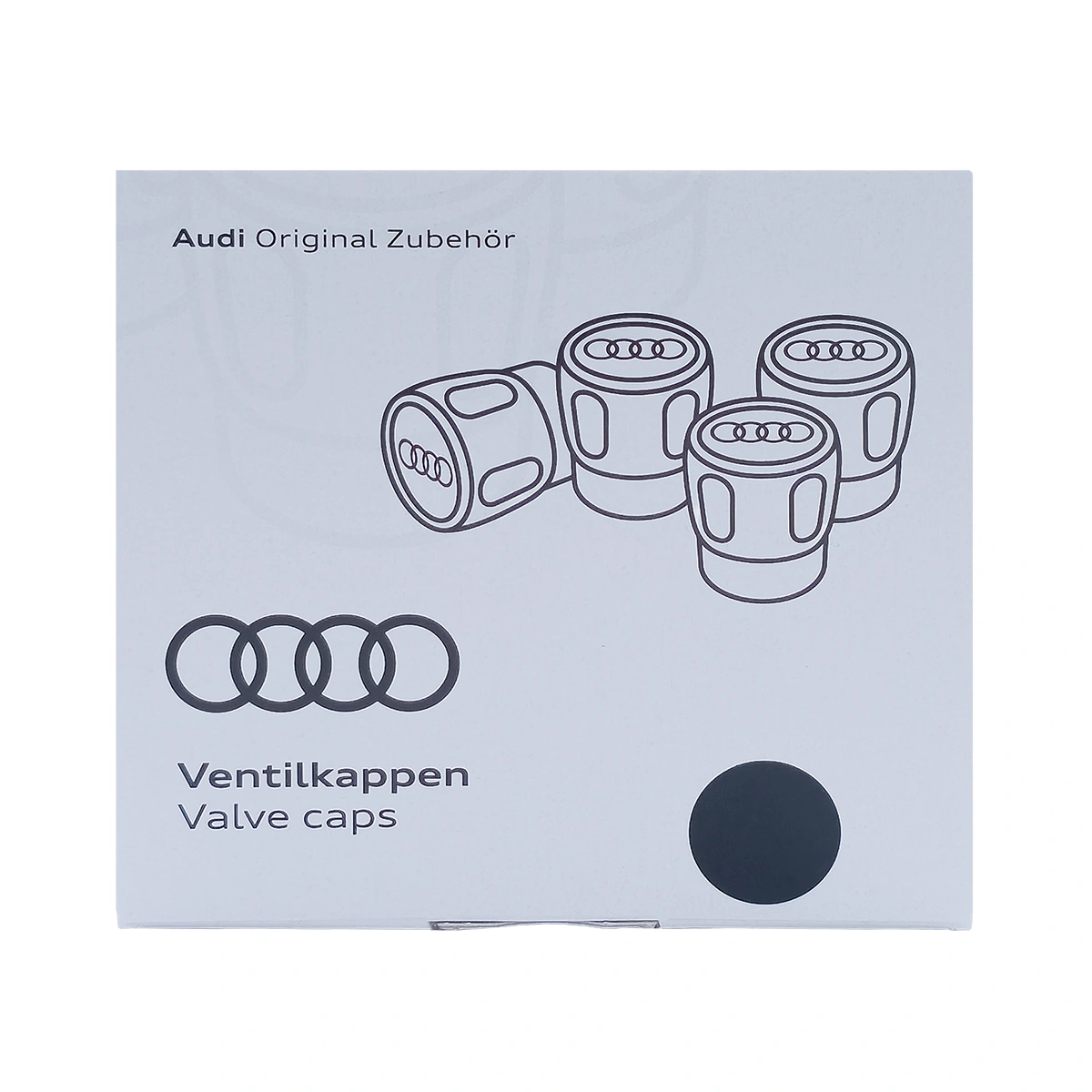 Audi Ventilkappen schwarz 80A071215B in der Originalverpackung