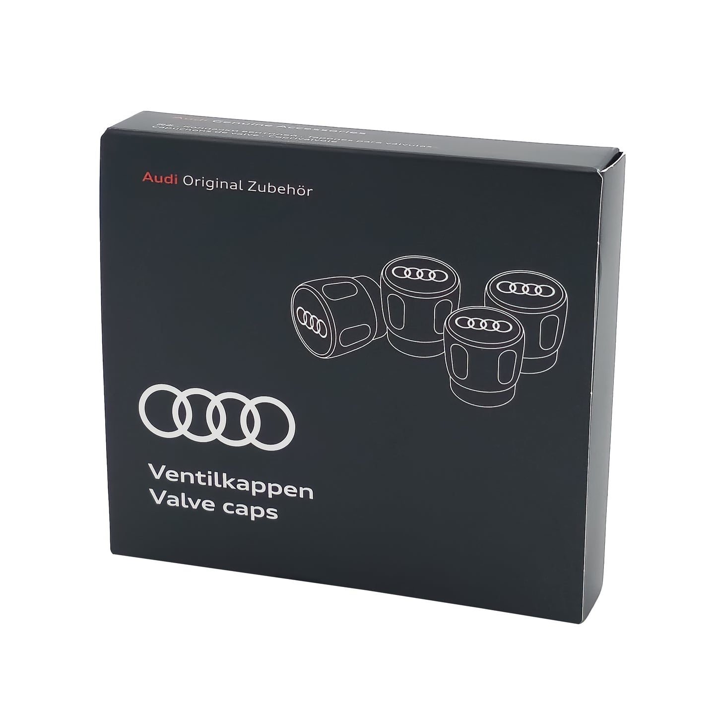 Audi Ventilkappen 80A07215 mit Audi-Logo - Set aus 4 eloxierten Aluminiumkappen