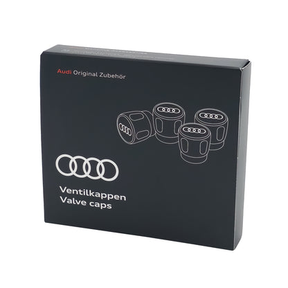 Audi Ventilkappen 80A07215 mit Audi-Logo - Set aus 4 eloxierten Aluminiumkappen
