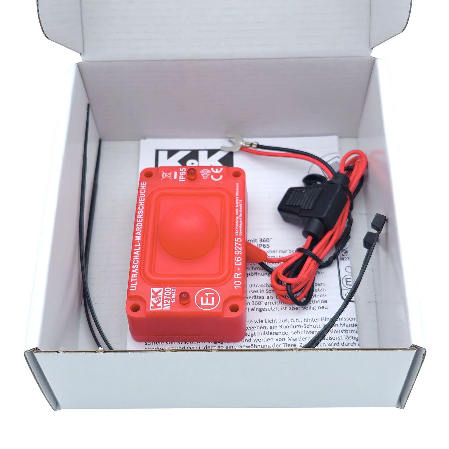 K&K Marderabwehr M2700 KFZ Marderschutz fürs Auto, IP65 wasserdicht, 360° Abwehrradius