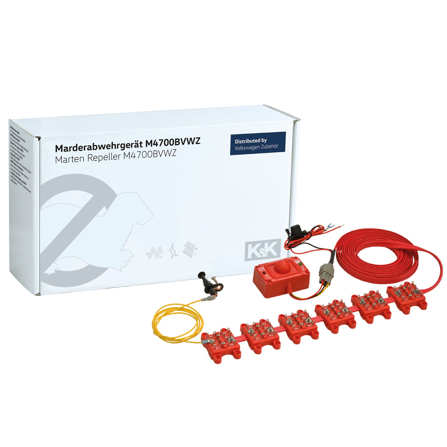 K&K Marderabwehr M4700B Intensiver KFZ Marderschutz fürs Auto, Multikontakt-Hochspannungsbürsten, 360° Ultraschall, IP65 wasserdicht