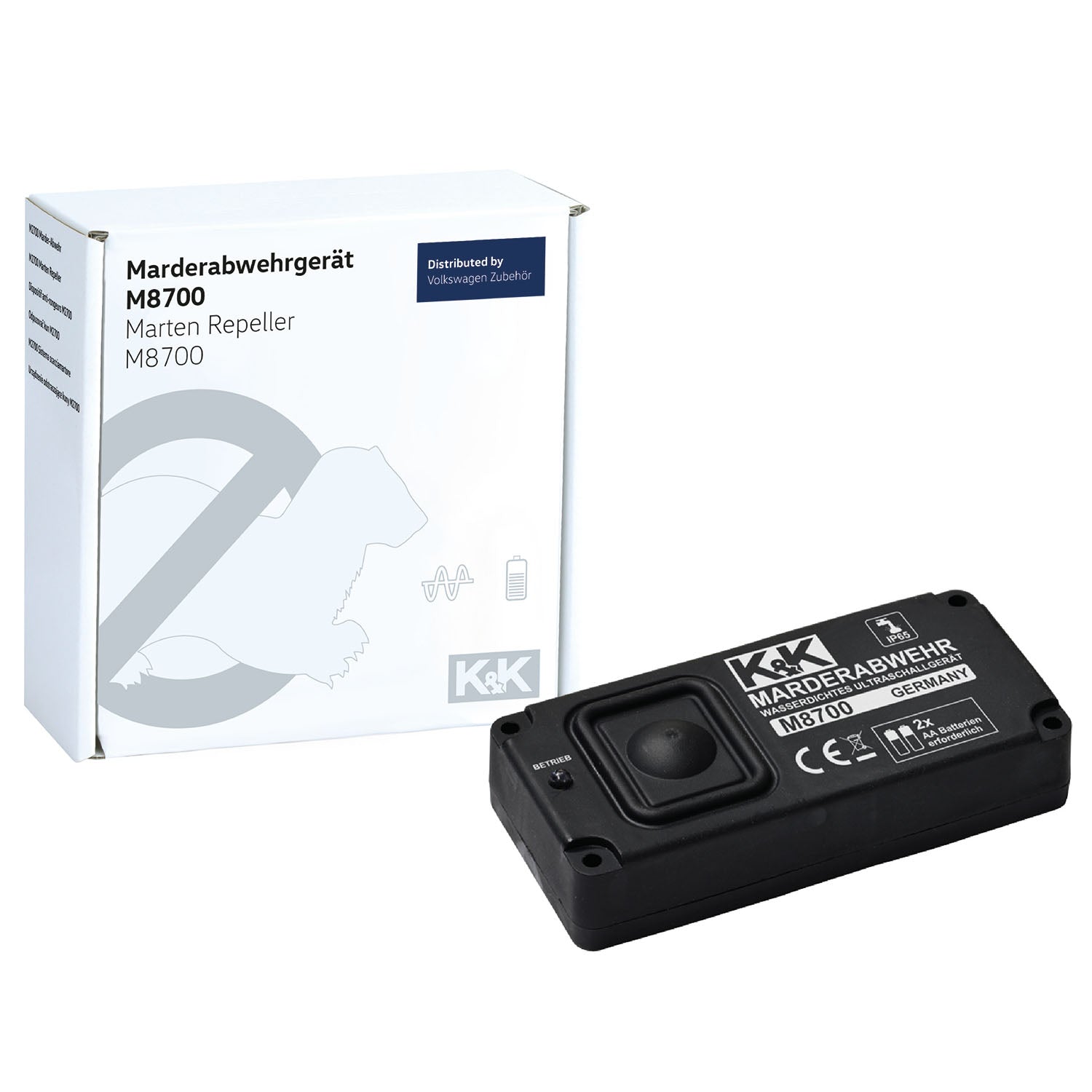 K&K Marderabwehr M8700 KFZ Marderschutz fürs Auto, Batteriebetrieben (2x AA), IP65 wasserdicht, 180° Abwehrradius