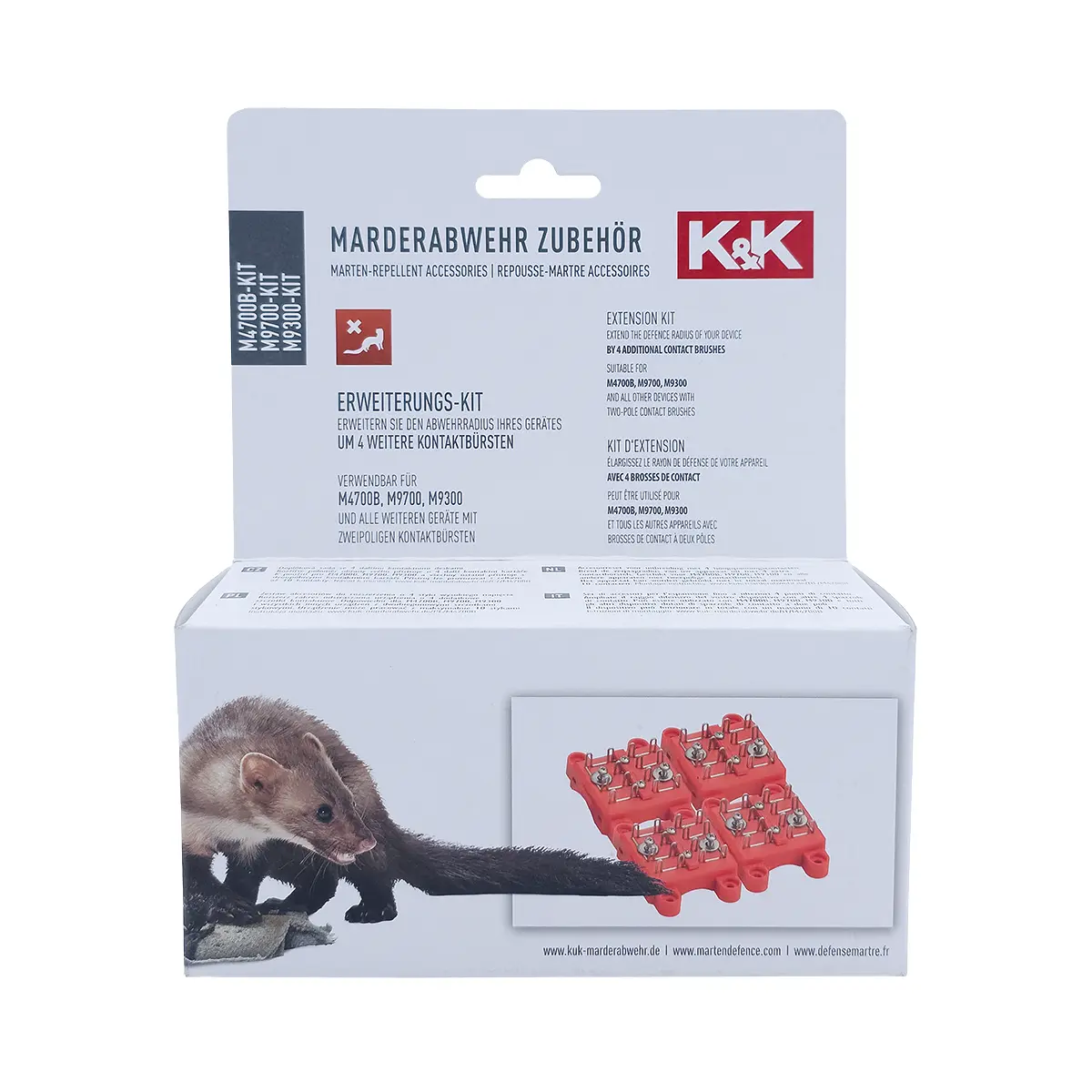 K&K Marderabwehr Erweiterungs-Kit für M4700B, M9300 und M9700, 4 zusätzliche Multikontakt-Hochspannungsbürsten, 000054759D
