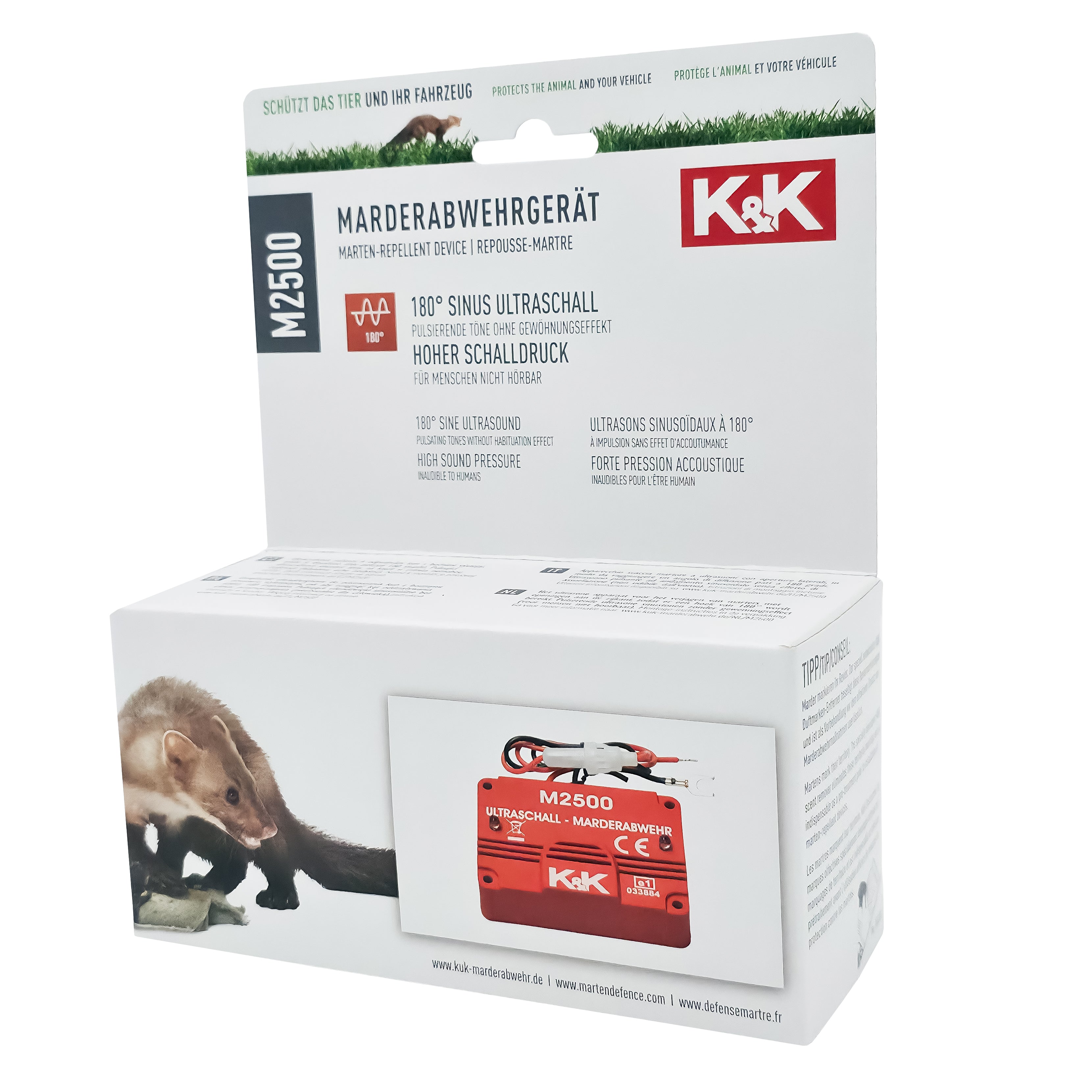 K&K M2500 Ultraschall-Marderabwehrgerät – bewährter Schutz mit 180° Schallabstrahlung
