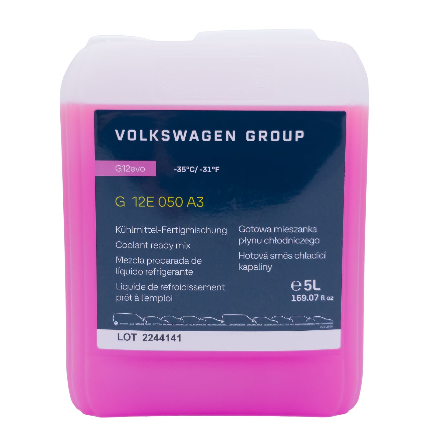 VW Original Kühlmittel G12evo, Frostschutz bis -35 °C, 5L Kanister Fertigmischung, Ready mix, G12E050A3