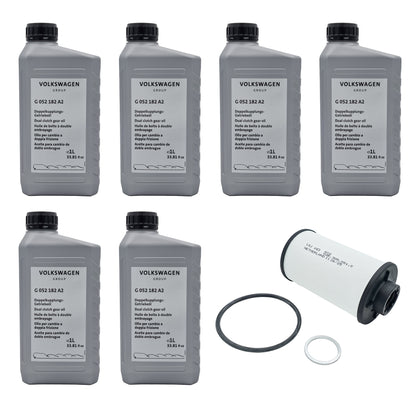 VW DSG Ölwechsel Set, 6 Liter Doppelkupplungs-Getriebeöl G052182A2, mit Filter und Dichtringen, für DQ250 Getriebe