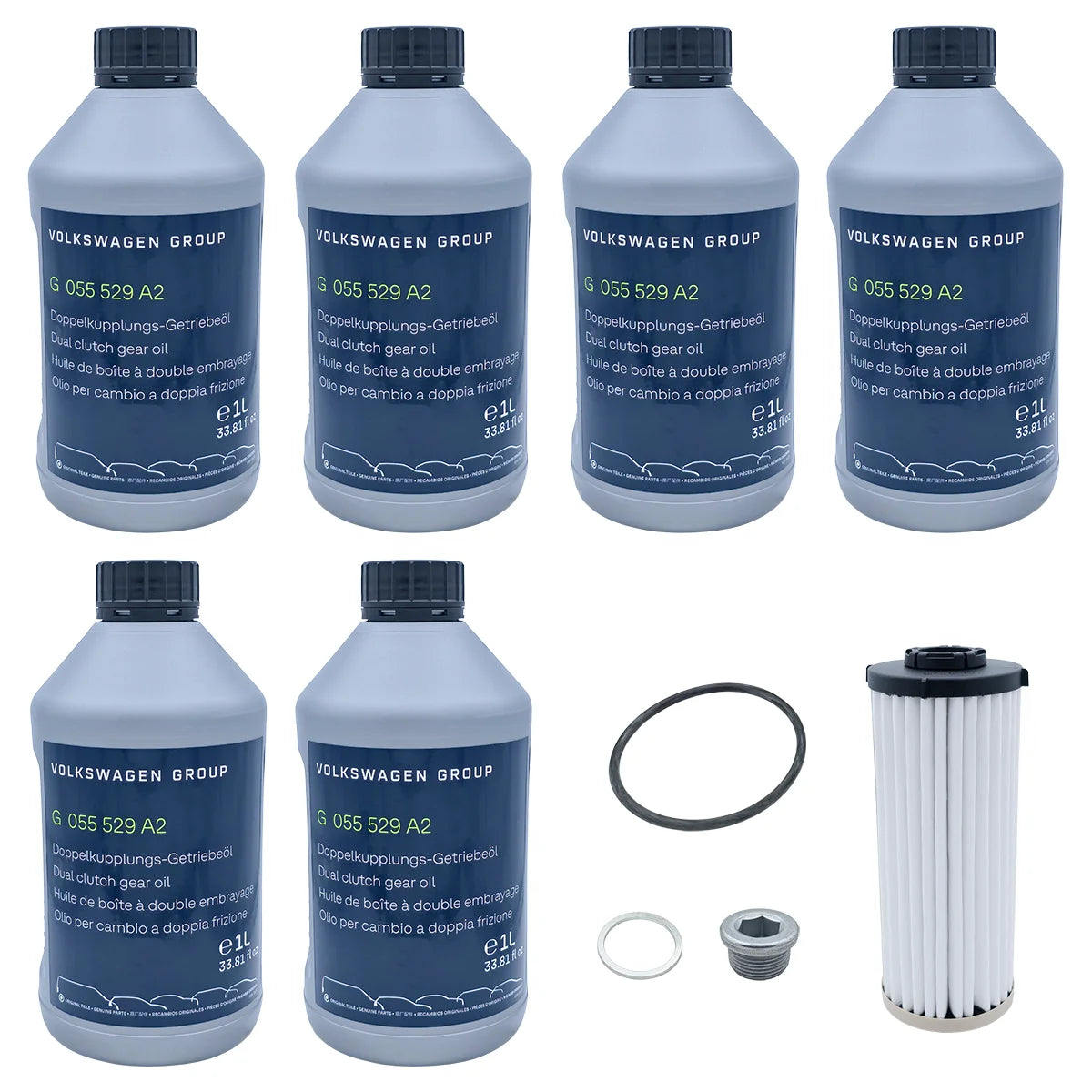VW DSG Ölwechsel Set 6 Liter Getriebeöl G055529A2 mit Filter 0GC325183D, Ablassschraube und zwei Dichtringen