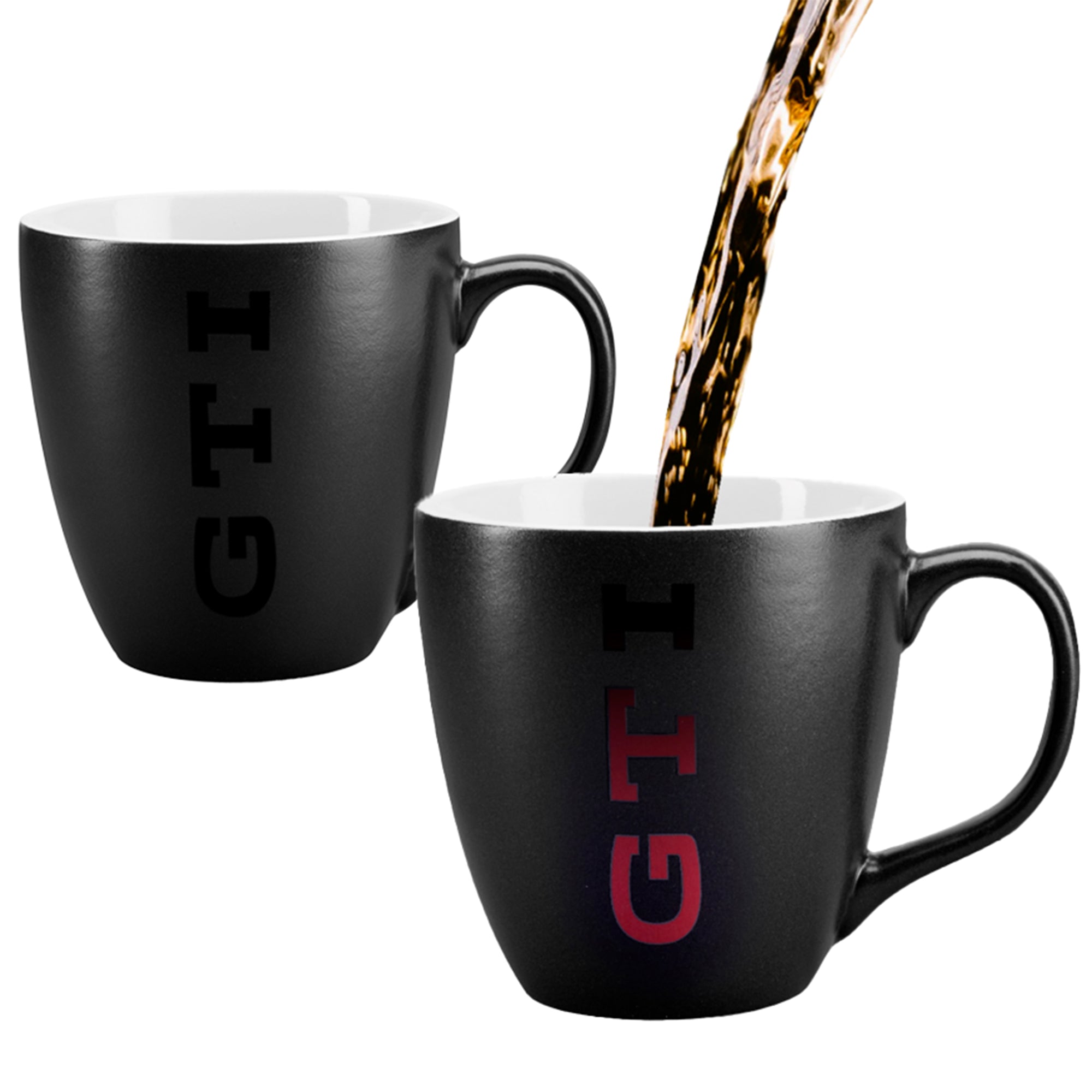VW Becher GTI Kollektion, 400ml Farbwechsel-Tasse, schwarz mit rotem GTI Logo, 1K6069601