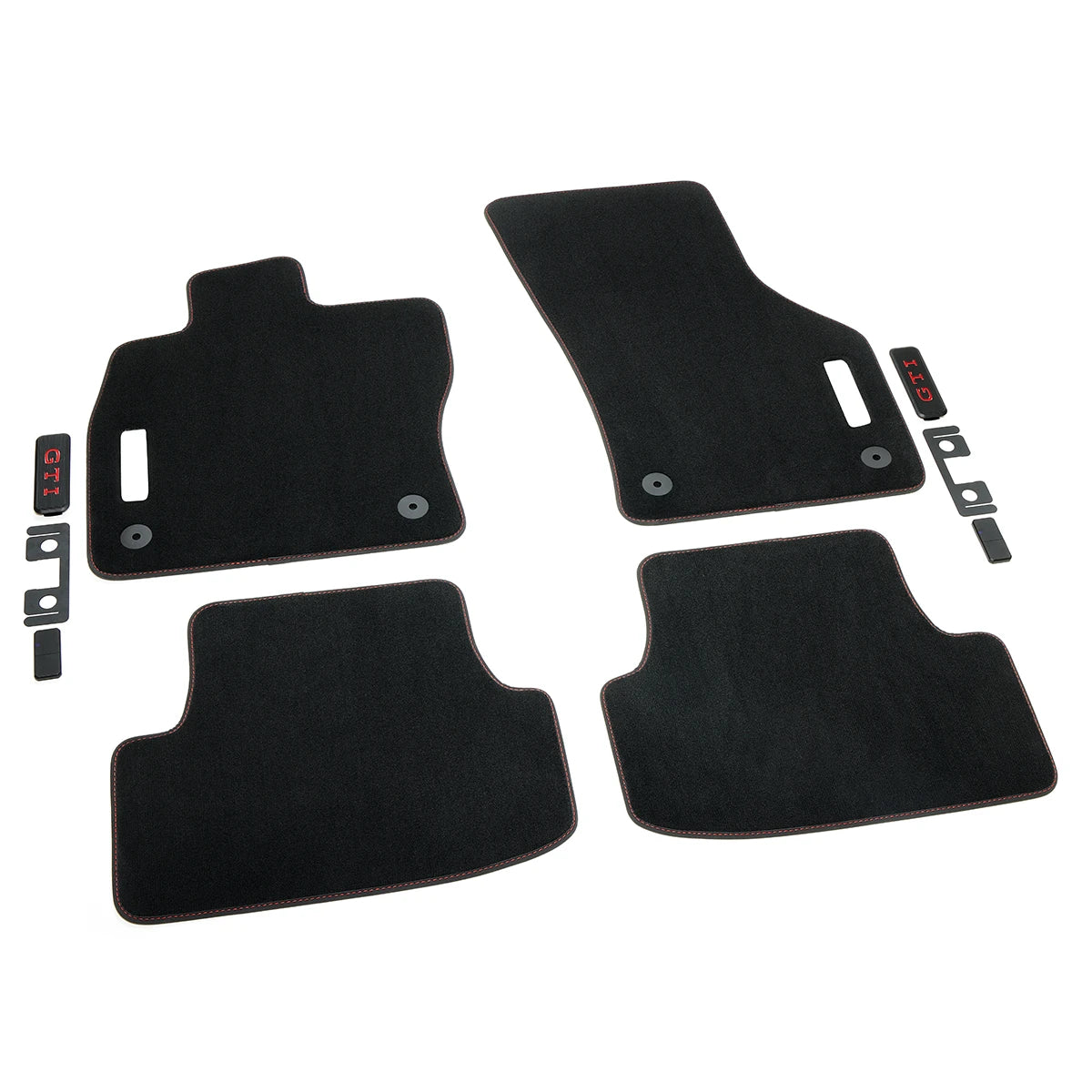 VW Golf 7, Golf 8 GTI Textilfußmatten, mit beleuchtetem GTI Logo, 4er Set, vorne und hinten, 5H1061270DWGK