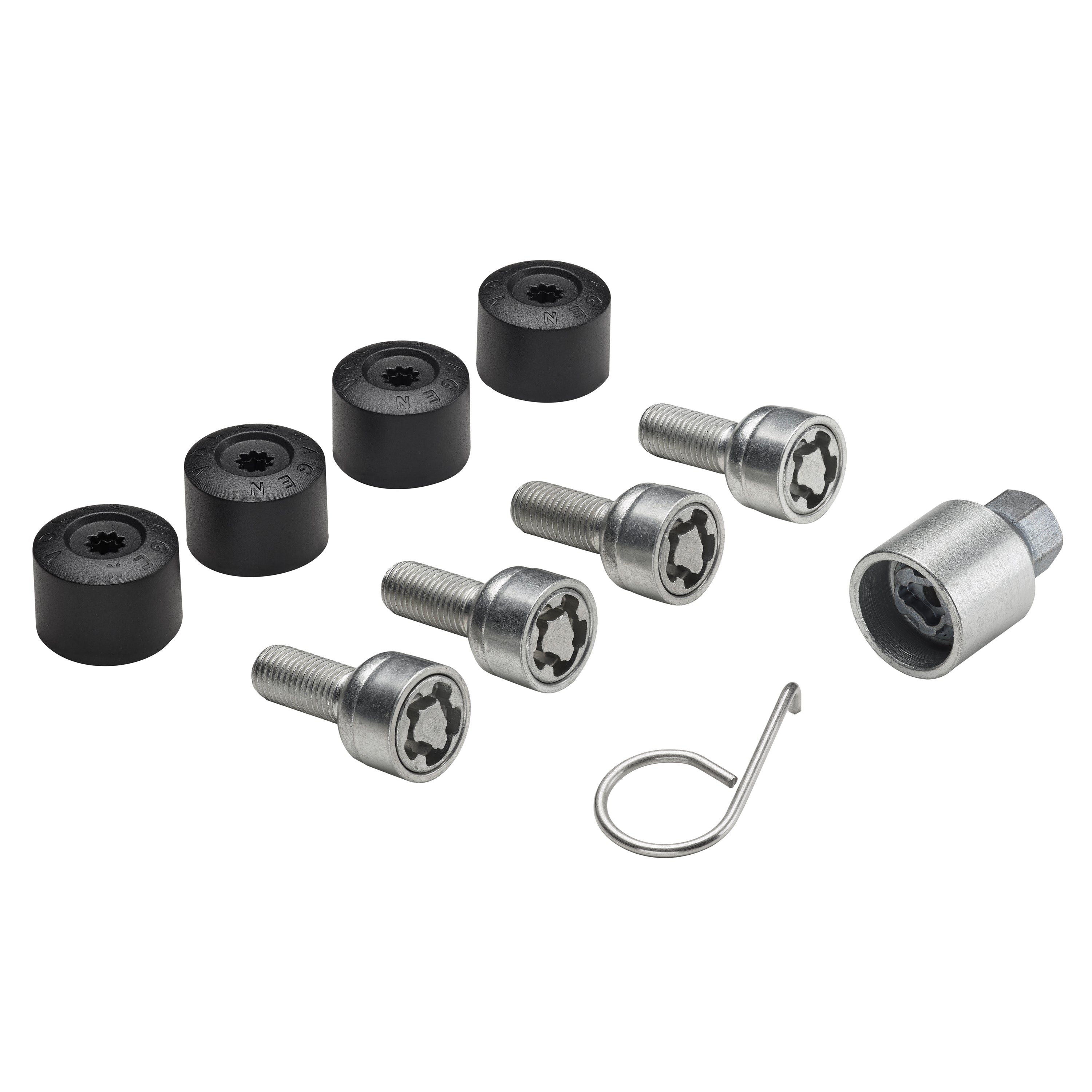 Volkswagen Felgenschlosssatz M12x1,5x26, fester Kegelbund mit Abdeckkappen, für VW up!, e-up!, 000071595