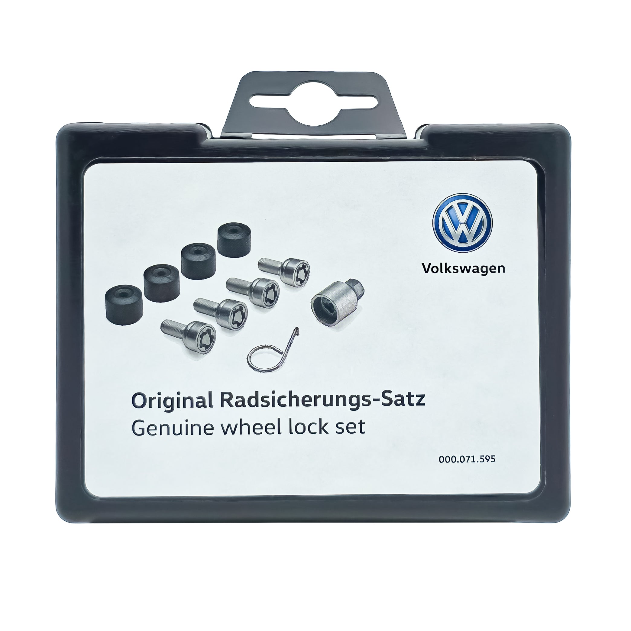 Volkswagen Felgenschlosssatz M12x1,5x26, fester Kegelbund mit Abdeckkappen, für VW up!, e-up!, 000071595