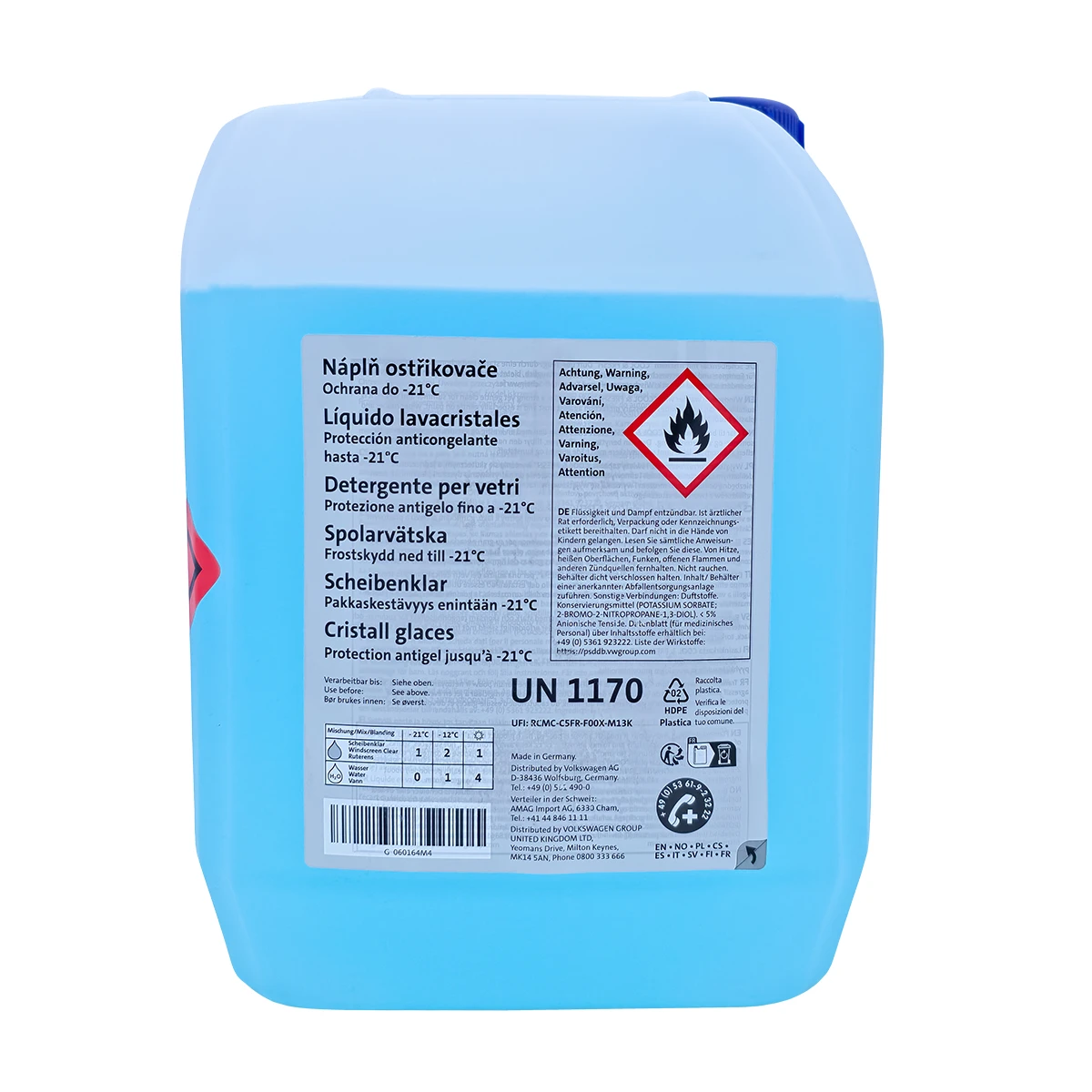 VW Scheibenklar Winter Cool and Fresh, 5L Fertigmischung, Frostschutz bis -21 °C, G060164M4