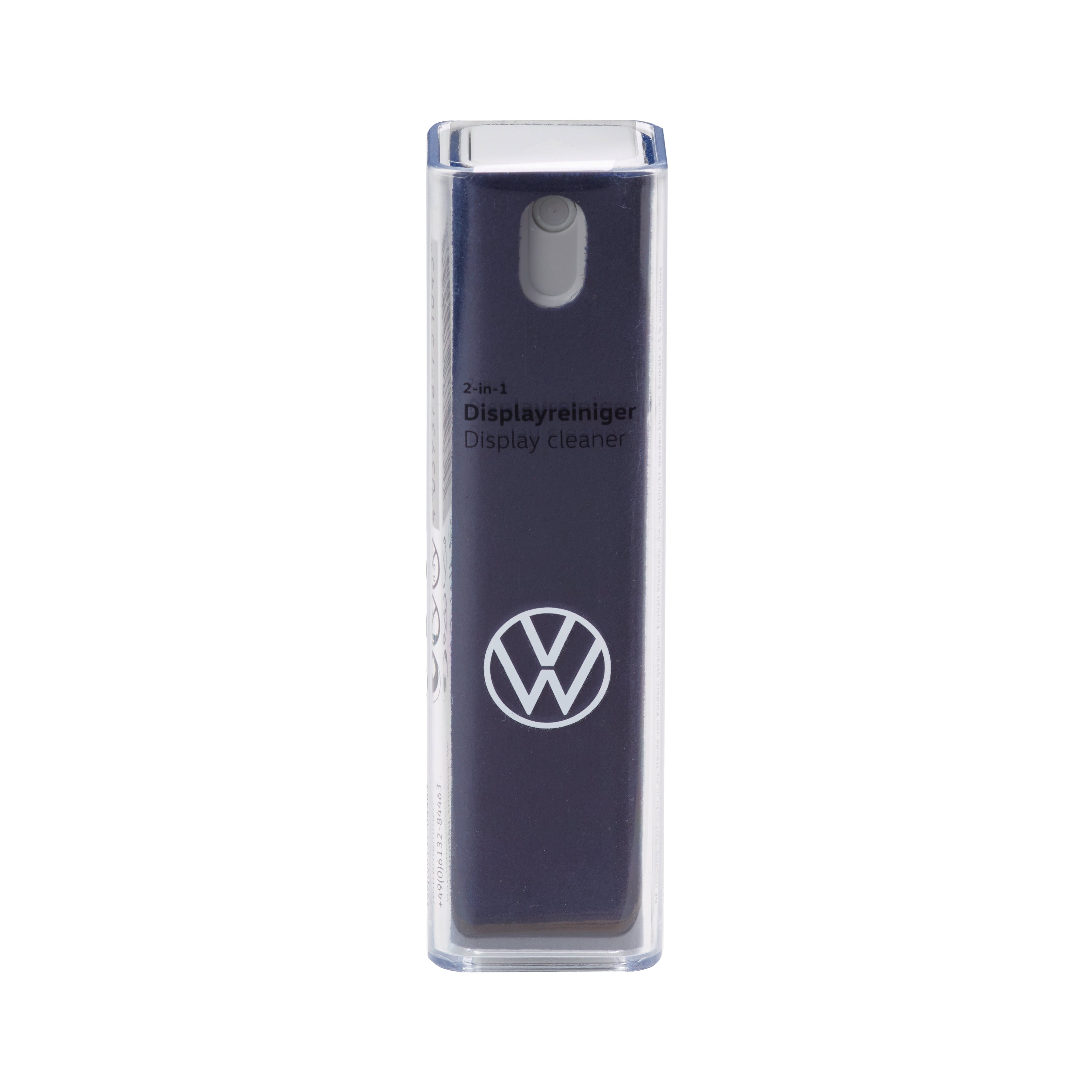 VW original 2-in-1 display cleaner blue, touchscreen cleaning spray with microfiber case, refillable, 000096311AD530