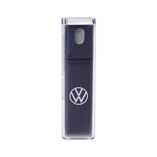 VW original 2-in-1 Displayreiniger 000096311AD530 – Touchscreen-Reinigungsspray mit Mikrofaserhülle, nachfüllbar, blau